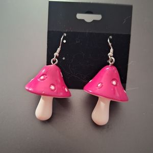 Maroon mushroom earrings